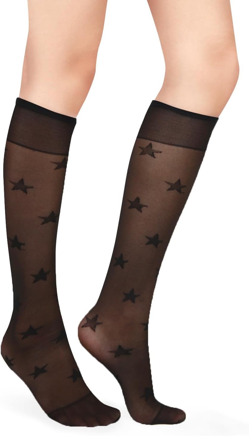 Benefeet Sox Womens Lace Knee High Socks Girls Sheer Mesh Knee High Stockings Cute Fishnet Lolita Calf Sock - Image 2